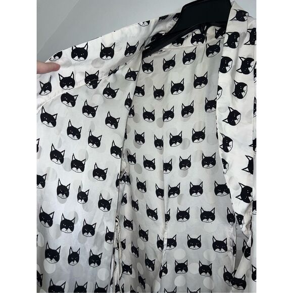 Women’s Silk Robe MEDIUM-LARGE Black Cats - Picture 4 of 9